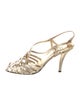 Stuart Weitzman Leather Crystal Embellishments Slingback Sandals