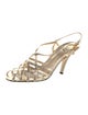 Stuart Weitzman Leather Crystal Embellishments Slingback Sandals