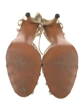 Stuart Weitzman Leather Crystal Embellishments Slingback Sandals