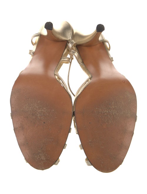 Stuart Weitzman Leather Crystal Embellishments Slingback Sandals