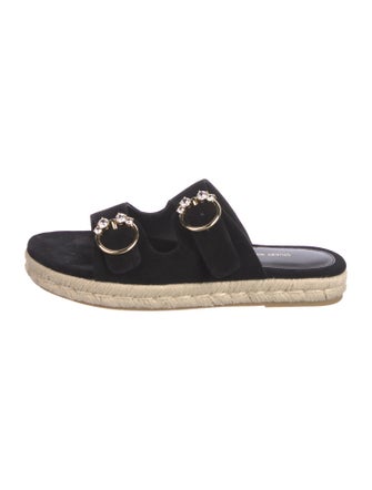 Stuart Weitzman Suede Crystal Embellishments Espadrilles