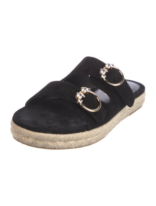 Stuart Weitzman Suede Crystal Embellishments Espadrilles