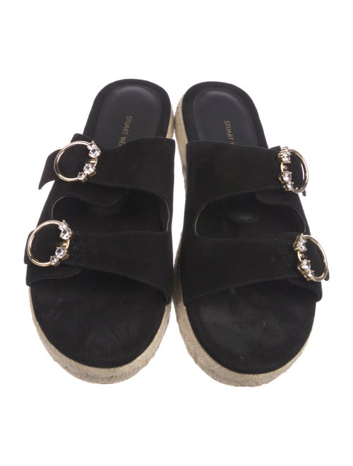 Stuart Weitzman Suede Crystal Embellishments Espadrilles