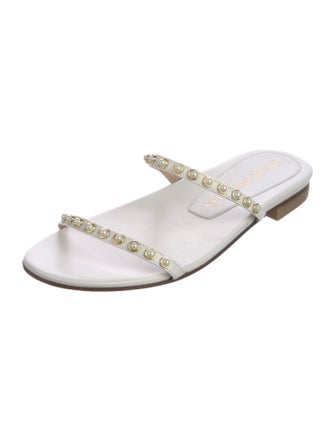 Stuart Weitzman Leather Studded Accents Slides