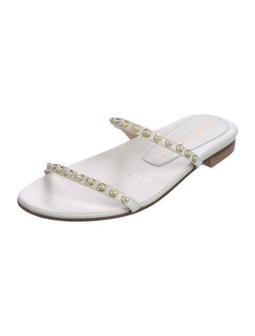 Stuart Weitzman Leather Studded Accents Slides