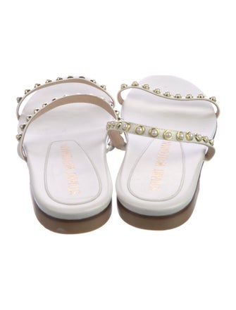 Stuart Weitzman Leather Studded Accents Slides
