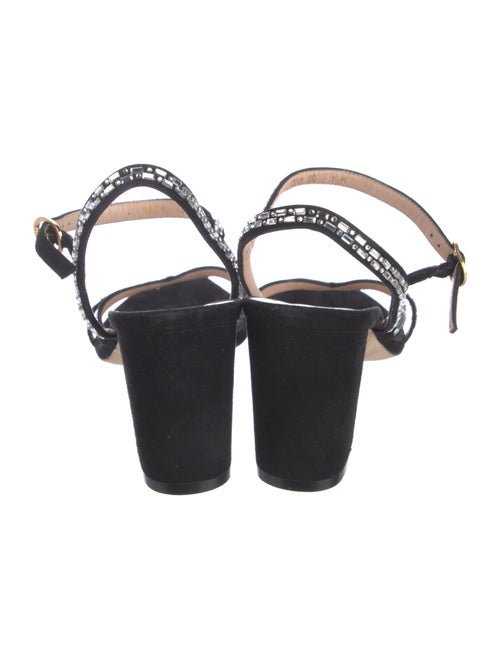 Stuart Weitzman Suede Crystal Embellishments Slingback Sandals