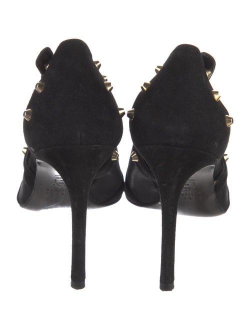 Stuart Weitzman Suede Mesh Accents T-Strap Pumps