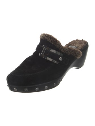 Stuart Weitzman Suede Studded Accents Mules