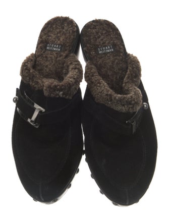 Stuart Weitzman Suede Studded Accents Mules