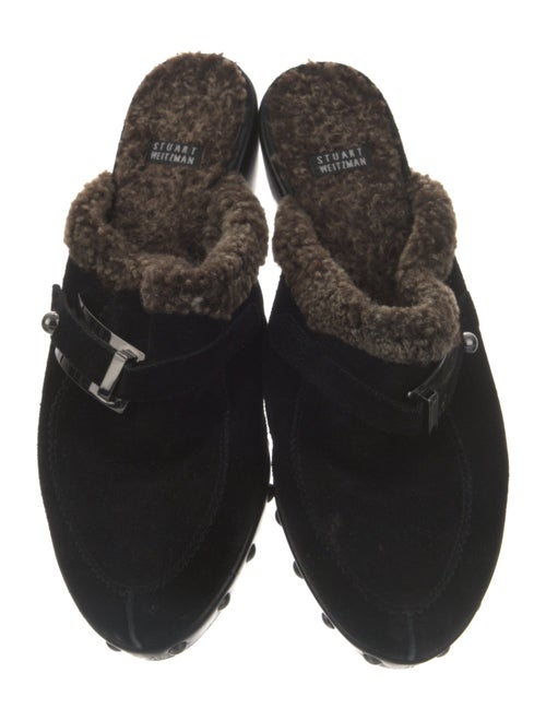 Stuart Weitzman Suede Studded Accents Mules
