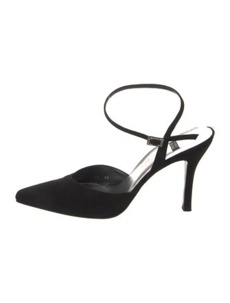 Stuart Weitzman Satin Crystal Embellishments Slingback Pumps