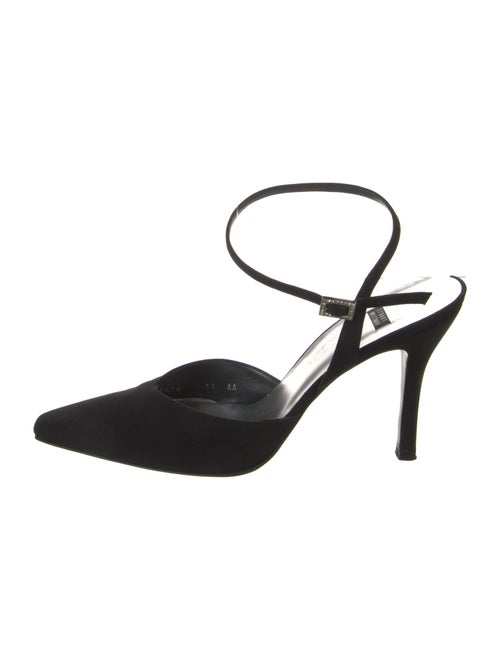 Stuart Weitzman Satin Crystal Embellishments Slingback Pumps