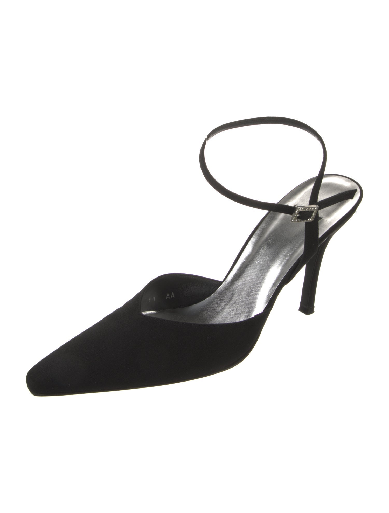 Stuart Weitzman Satin Crystal Embellishments Slingback Pumps