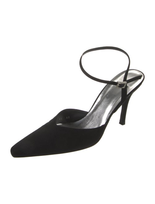 Stuart Weitzman Satin Crystal Embellishments Slingback Pumps