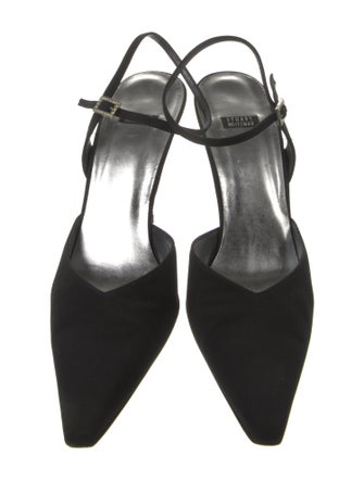 Stuart Weitzman Satin Crystal Embellishments Slingback Pumps