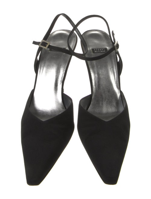 Stuart Weitzman Satin Crystal Embellishments Slingback Pumps