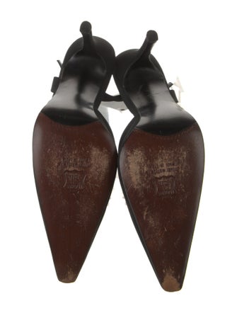 Stuart Weitzman Satin Crystal Embellishments Slingback Pumps