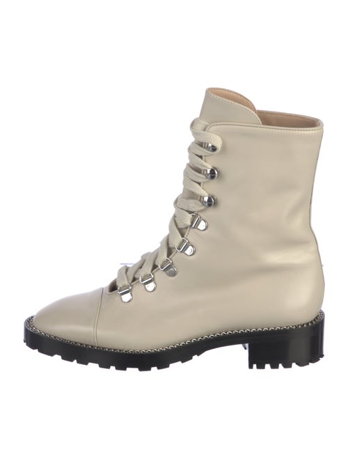 Stuart Weitzman Leather Chain-Link Accents Combat Boots