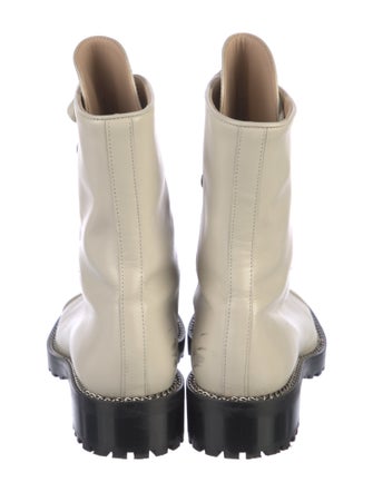 Stuart Weitzman Leather Chain-Link Accents Combat Boots