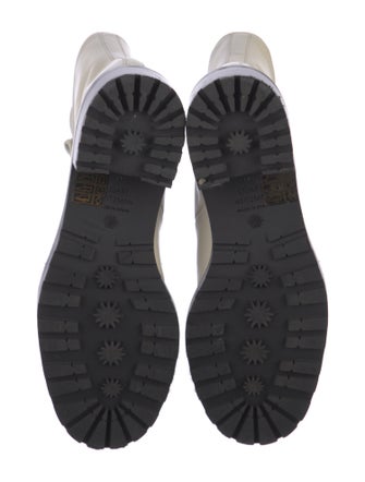 Stuart Weitzman Leather Chain-Link Accents Combat Boots