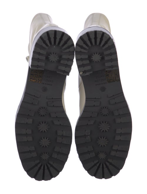 Stuart Weitzman Leather Chain-Link Accents Combat Boots