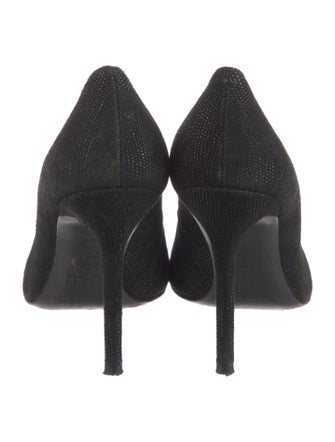 Stuart Weitzman Suede Leather Trim Embellishment Pumps