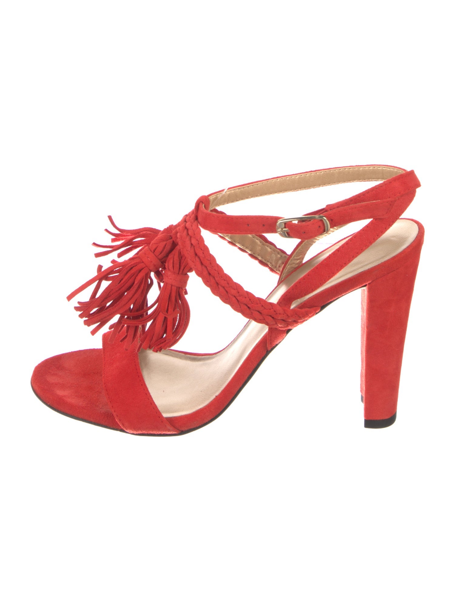 Stuart Weitzman Suede Braided Accents Sandals