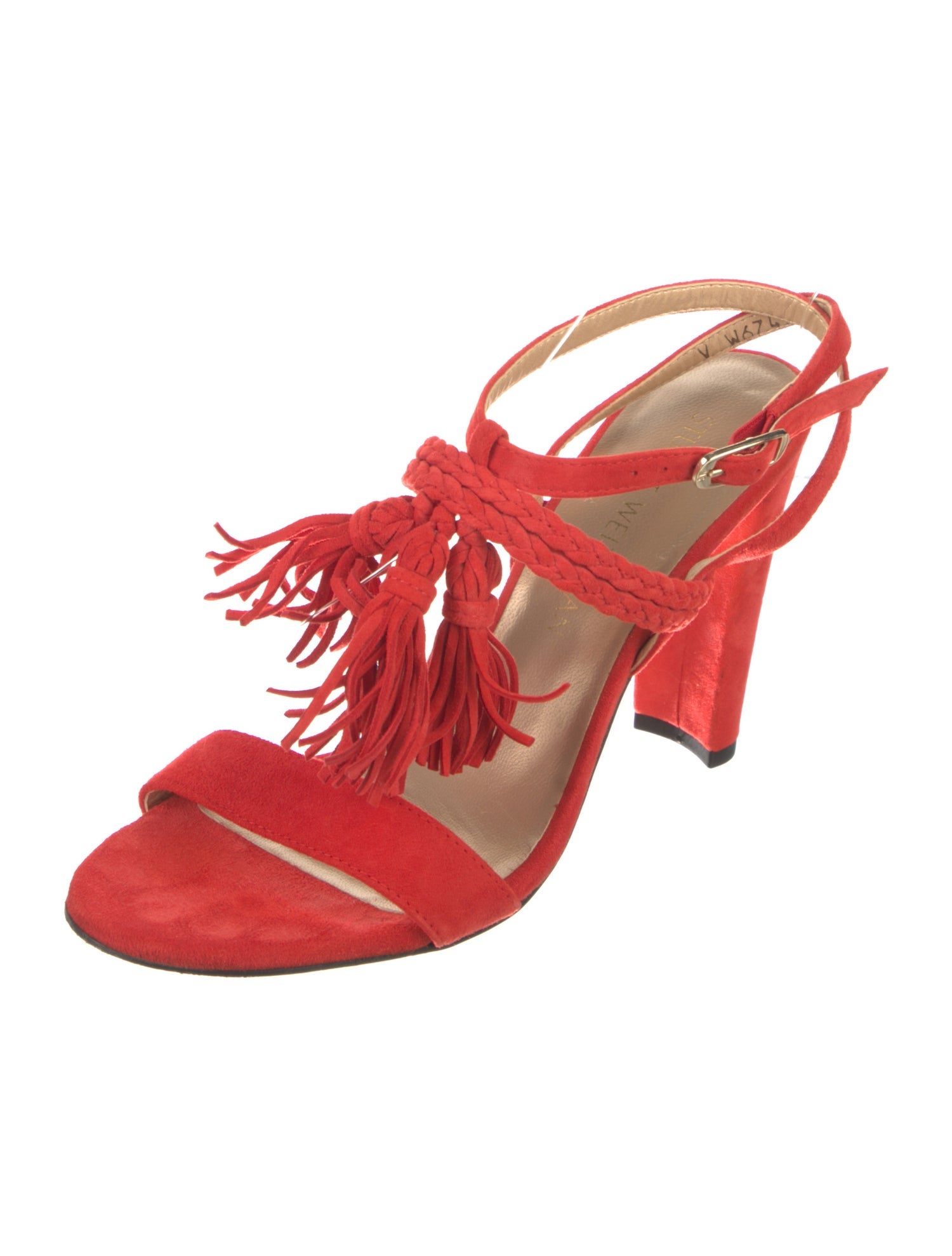 Stuart Weitzman Suede Braided Accents Sandals