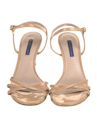 Stuart Weitzman Patent Leather Leather Trim Embellishment Sandals