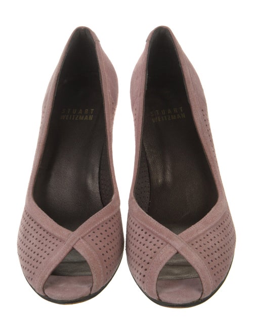 Stuart Weitzman Suede Lasercut Accents Pumps