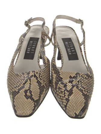 Stuart Weitzman Snakeskin Animal Print Slingback Pumps