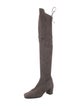 Stuart Weitzman Suede Whipstitch Trim Lace-Up Boots