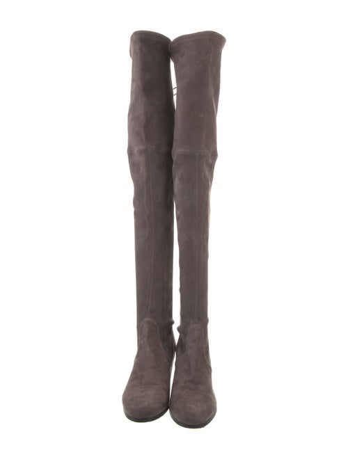 Stuart Weitzman Suede Whipstitch Trim Lace-Up Boots