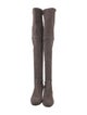 Stuart Weitzman Suede Whipstitch Trim Lace-Up Boots