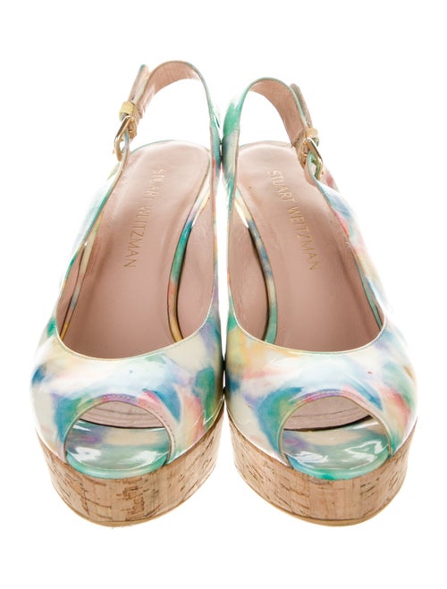 Stuart Weitzman Patent Leather Printed Slingback Pumps