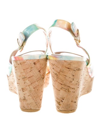 Stuart Weitzman Patent Leather Printed Slingback Pumps