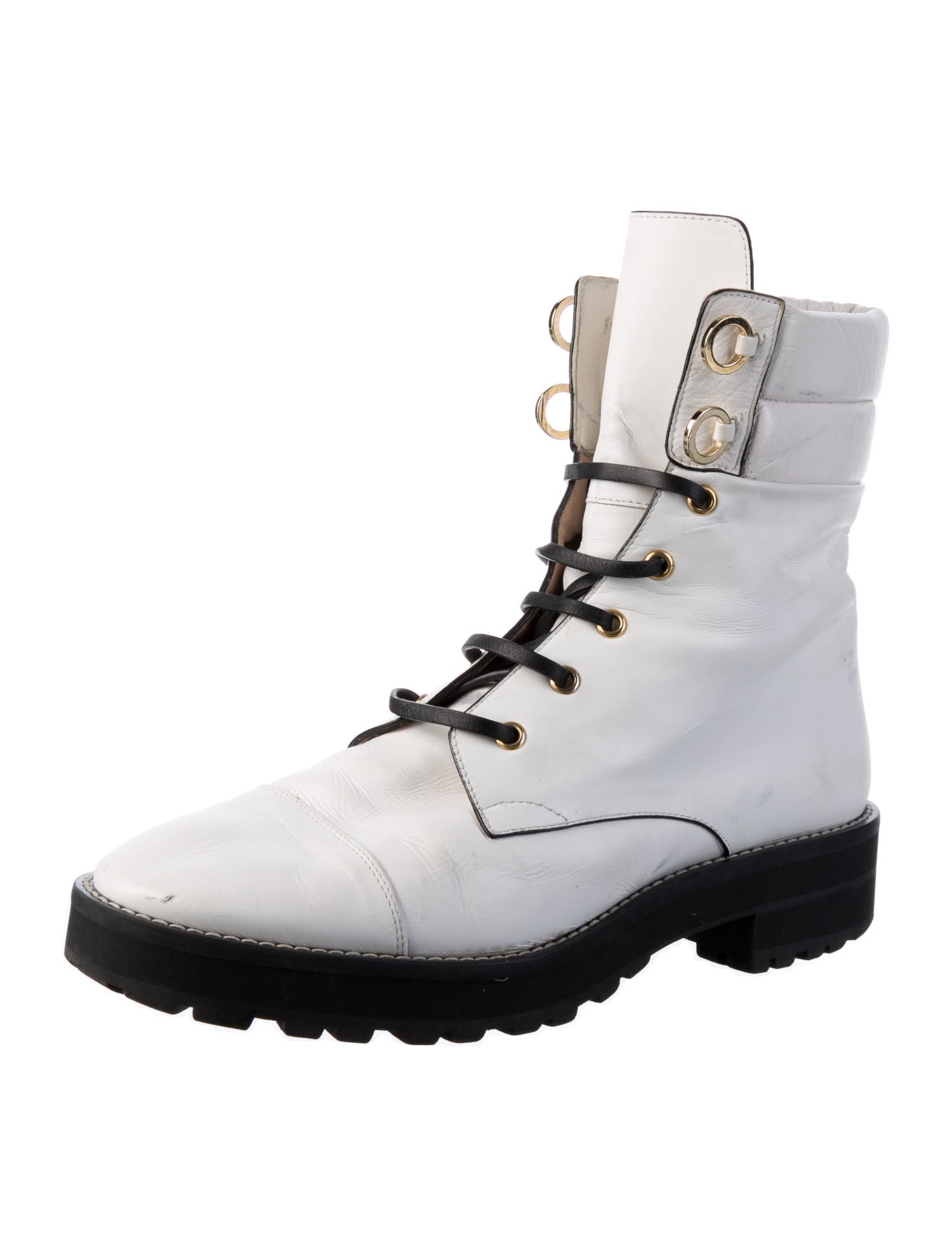 Stuart Weitzman Leather Printed Combat Boots