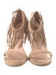 Stuart Weitzman Suede Fringe Trim Accent Sandals