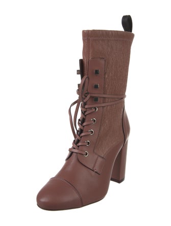 Stuart Weitzman Leather Lace-Up Boots