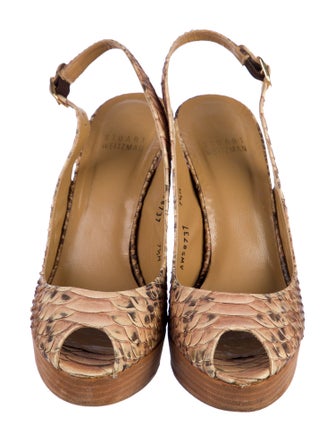 Stuart Weitzman Leather Animal Print Slingback Pumps