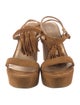 Stuart Weitzman Suede Tassel Accents T-Strap Sandals
