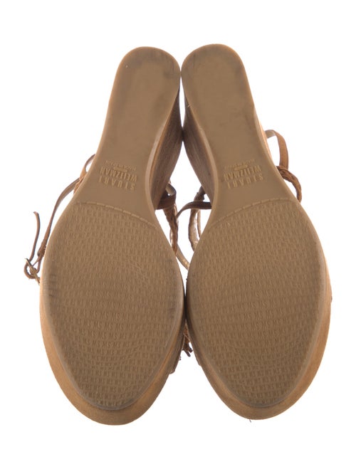 Stuart Weitzman Suede Tassel Accents T-Strap Sandals