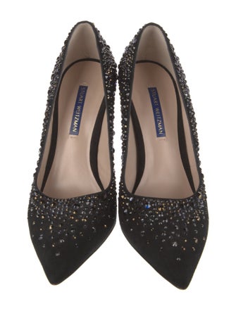 Stuart Weitzman Suede Crystal Embellishments Pumps