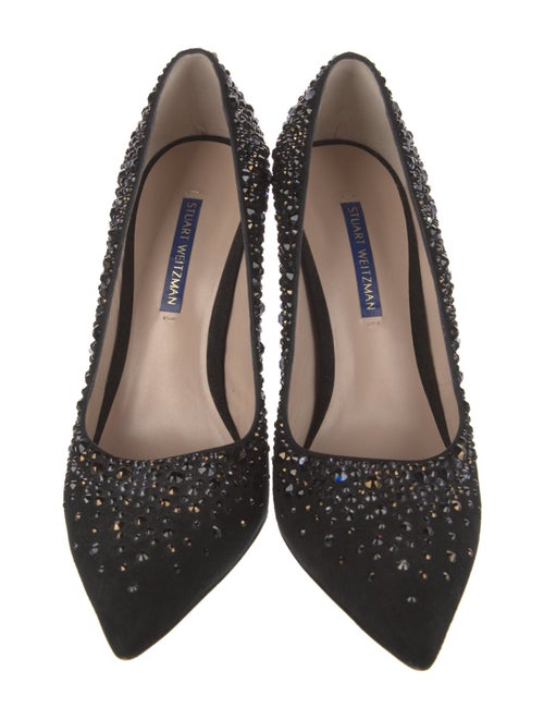 Stuart Weitzman Suede Crystal Embellishments Pumps
