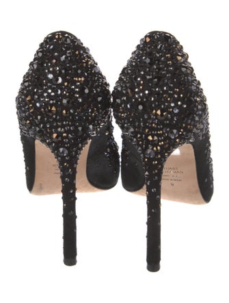 Stuart Weitzman Suede Crystal Embellishments Pumps