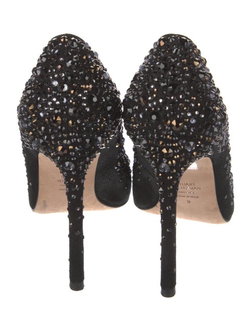 Stuart Weitzman Suede Crystal Embellishments Pumps