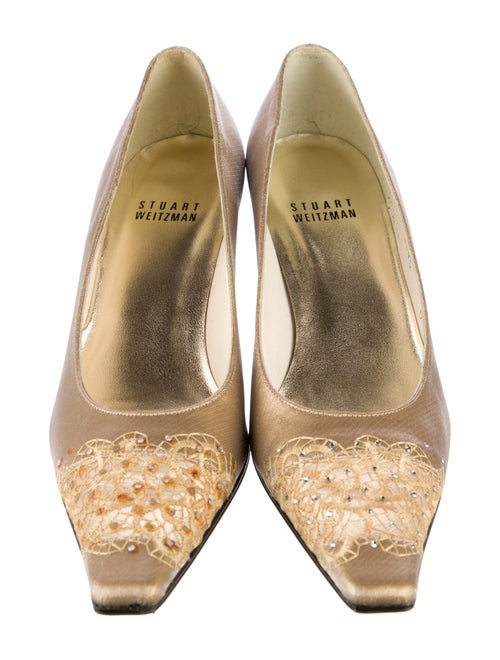 Stuart Weitzman Satin Mesh Accents Pumps