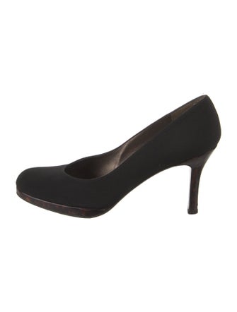 Stuart Weitzman Canvas Leather Trim Embellishment Pumps