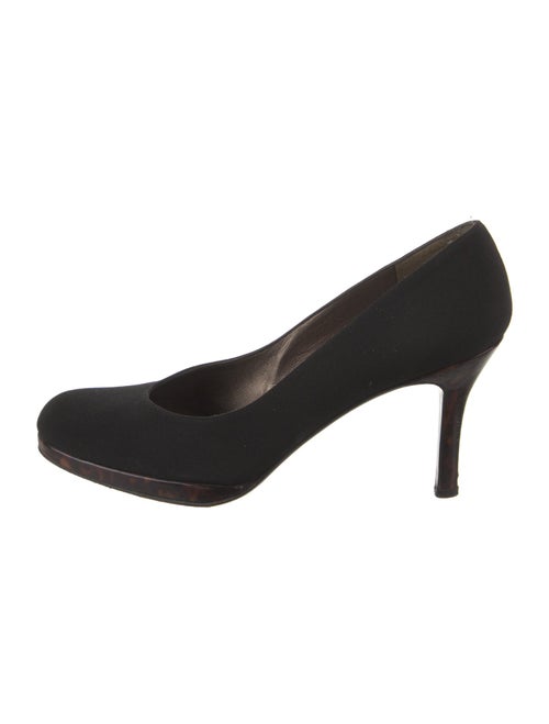 Stuart Weitzman Canvas Leather Trim Embellishment Pumps